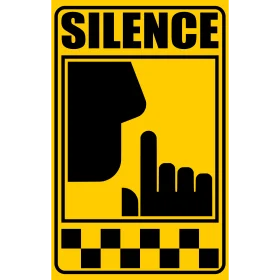 Silence Gesture Clipart Sign with Taxi Checkered Border Graphic Design