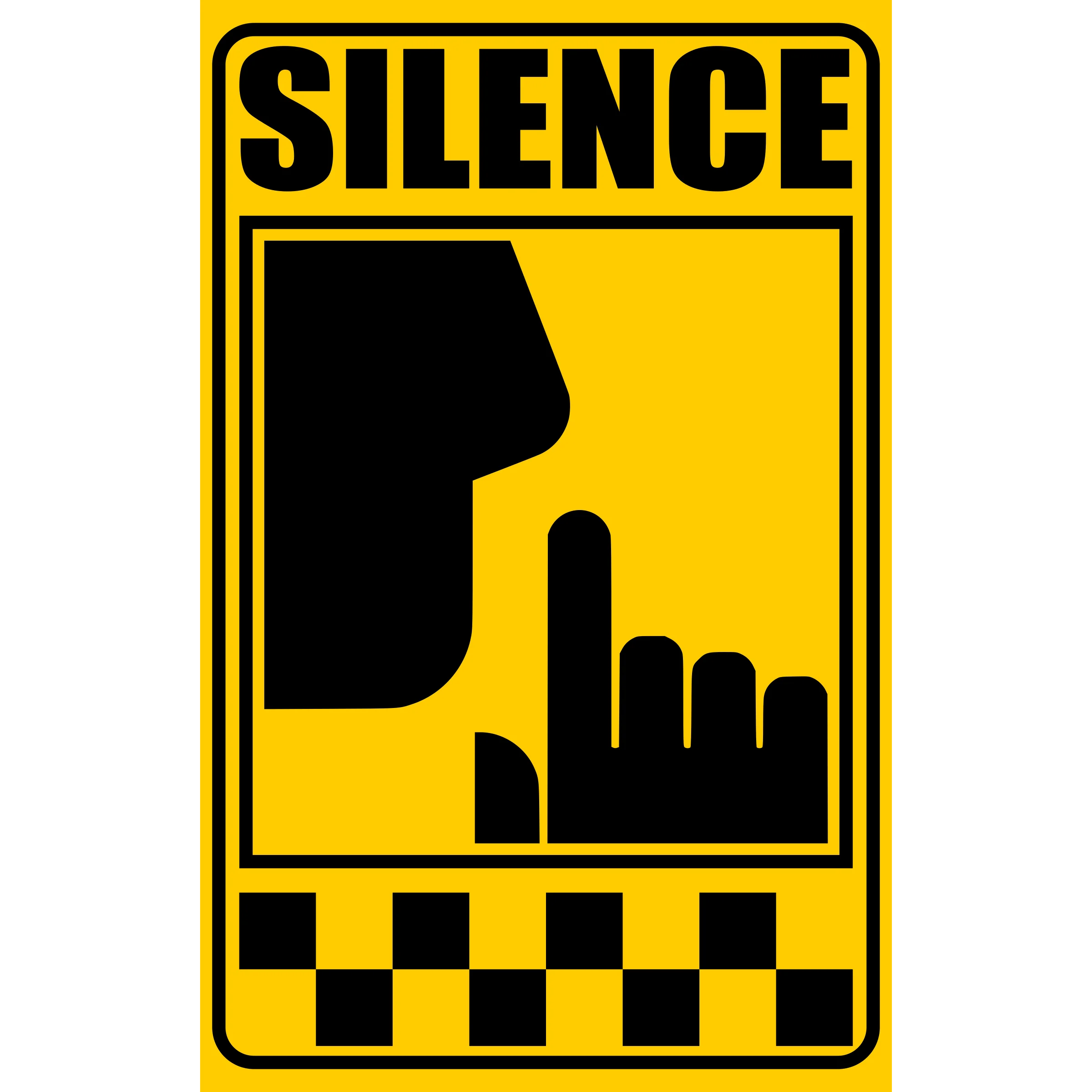 Silence Gesture Clipart Sign with Taxi Checkered Border Graphic Design