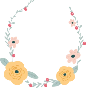 Soft Pastel Floral Wreath Clipart with Delicate Yellow and Pink Blossoms