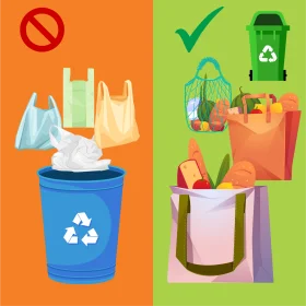 Sustainable Shopping and Recycling Practices Eco-Friendly Clipart Illustration