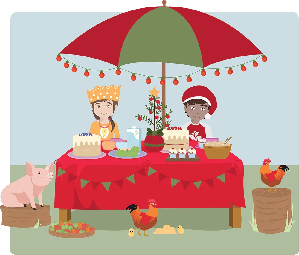 Whimsical Summer Picnic Clipart with Cheerful Characters and Playful Decor