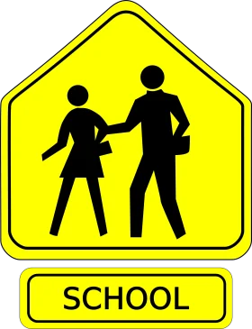 Yellow Diamond-Shaped School Crossing Clipart with Pedestrian Figures