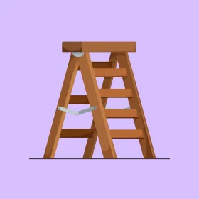 Classic Wooden Step Ladder Clipart Illustration with Soft Pastel Background
