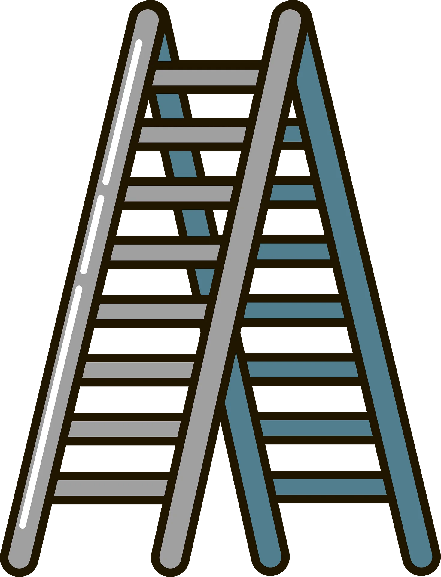 Double Extending Aluminum Stepladder Clipart for Home Improvement Projects