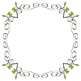 Elegant Green Leaf and Swirl Decorative Frame Clipart Design for Artistic Projects