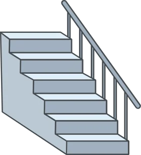 Minimalist Gray Staircase with Handrail Structural Clipart Design