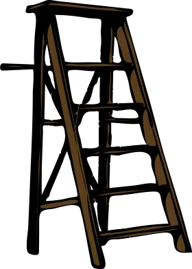 Vintage Wooden Step Ladder Clipart: Classic Craftsmanship in Simple Design