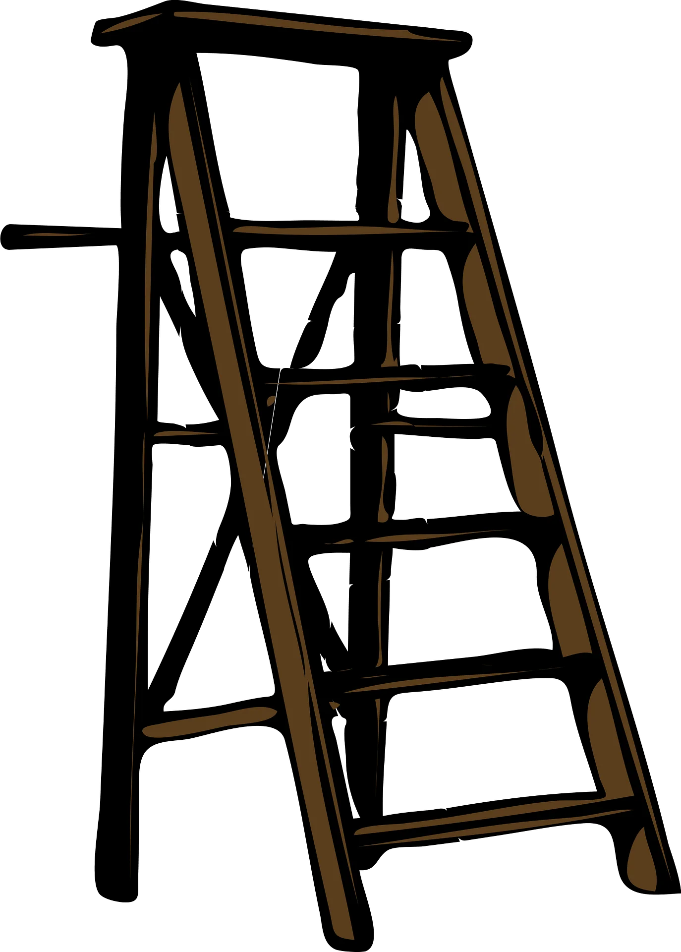 Vintage Wooden Step Ladder Clipart: Classic Craftsmanship in Simple Design