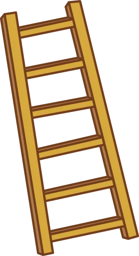 Wooden Stepladder Clipart: Sturdy Vertical Climbing Implement in Warm Tones