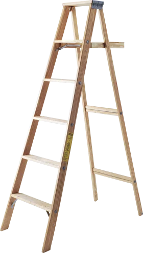 Classic Wooden A-Frame Step Ladder Clipart - Professional Home Improvement Tool