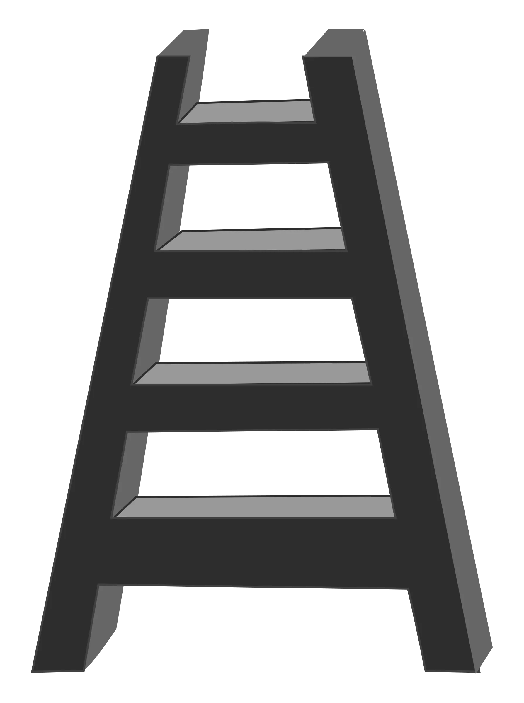 Minimalist Black and White Stepladder Clipart Design Element