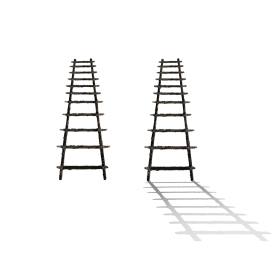 Minimalist Black and White Wooden Ladder Clipart Design with Perspective Shadow
