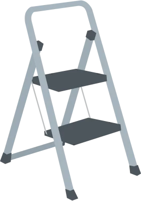 Minimalist Two-Step Folding Ladder Clipart - Compact Home Helper Design