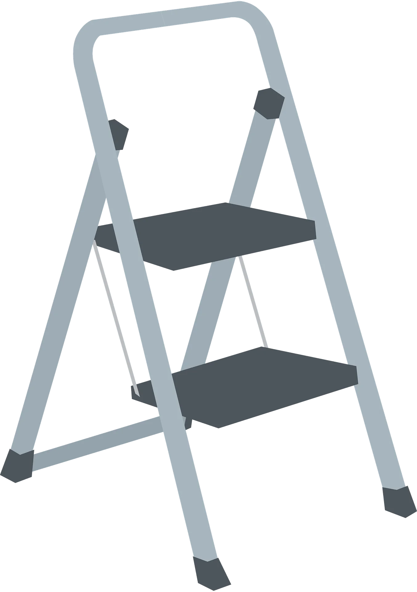 Minimalist Two-Step Folding Ladder Clipart - Compact Home Helper Design