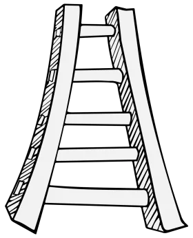 Simple Monochrome Wooden Ladder Clipart Illustration for Design Projects