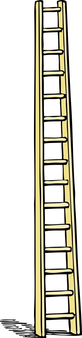 Tall Vertical Wooden Stepladder Clipart Illustration with Soft Yellow Hues