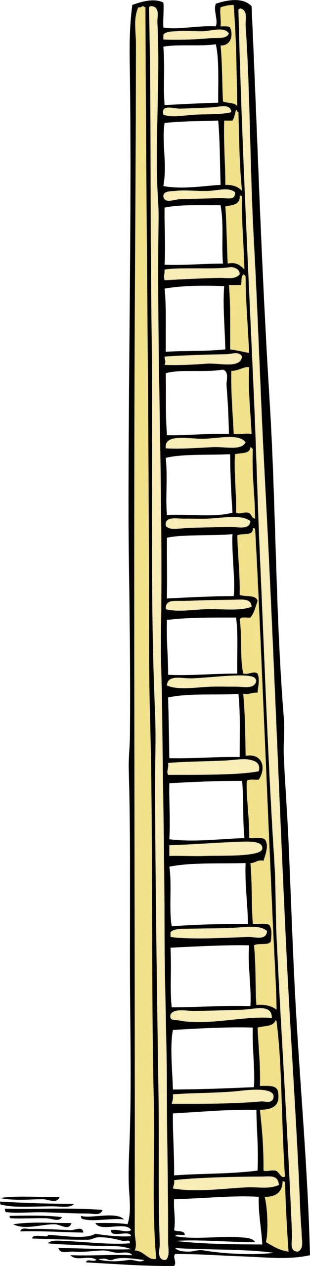 Tall Vertical Wooden Stepladder Clipart Illustration with Soft Yellow Hues