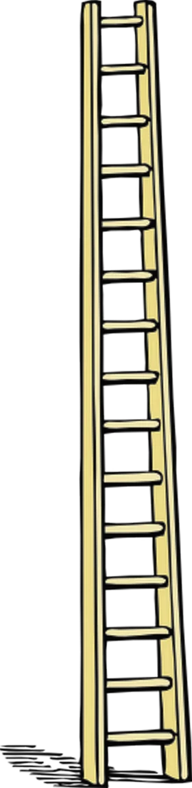 Tall Wooden Stepladder Clipart: Classic Vertical Climbing Tool Illustration