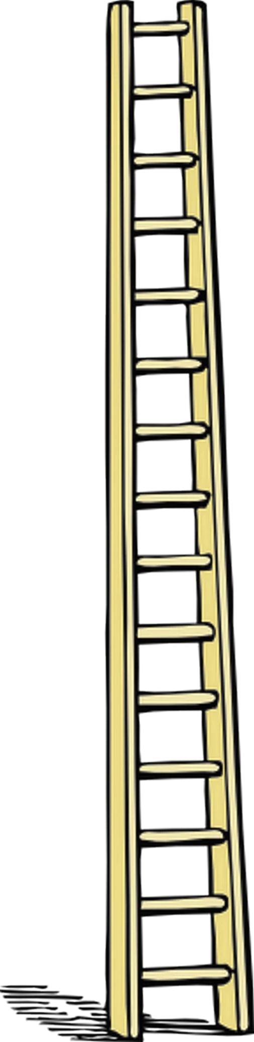 Tall Wooden Stepladder Clipart: Classic Vertical Climbing Tool Illustration