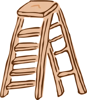Wooden Stepladder Illustration: Simple Handcrafted Ladder Clipart Design