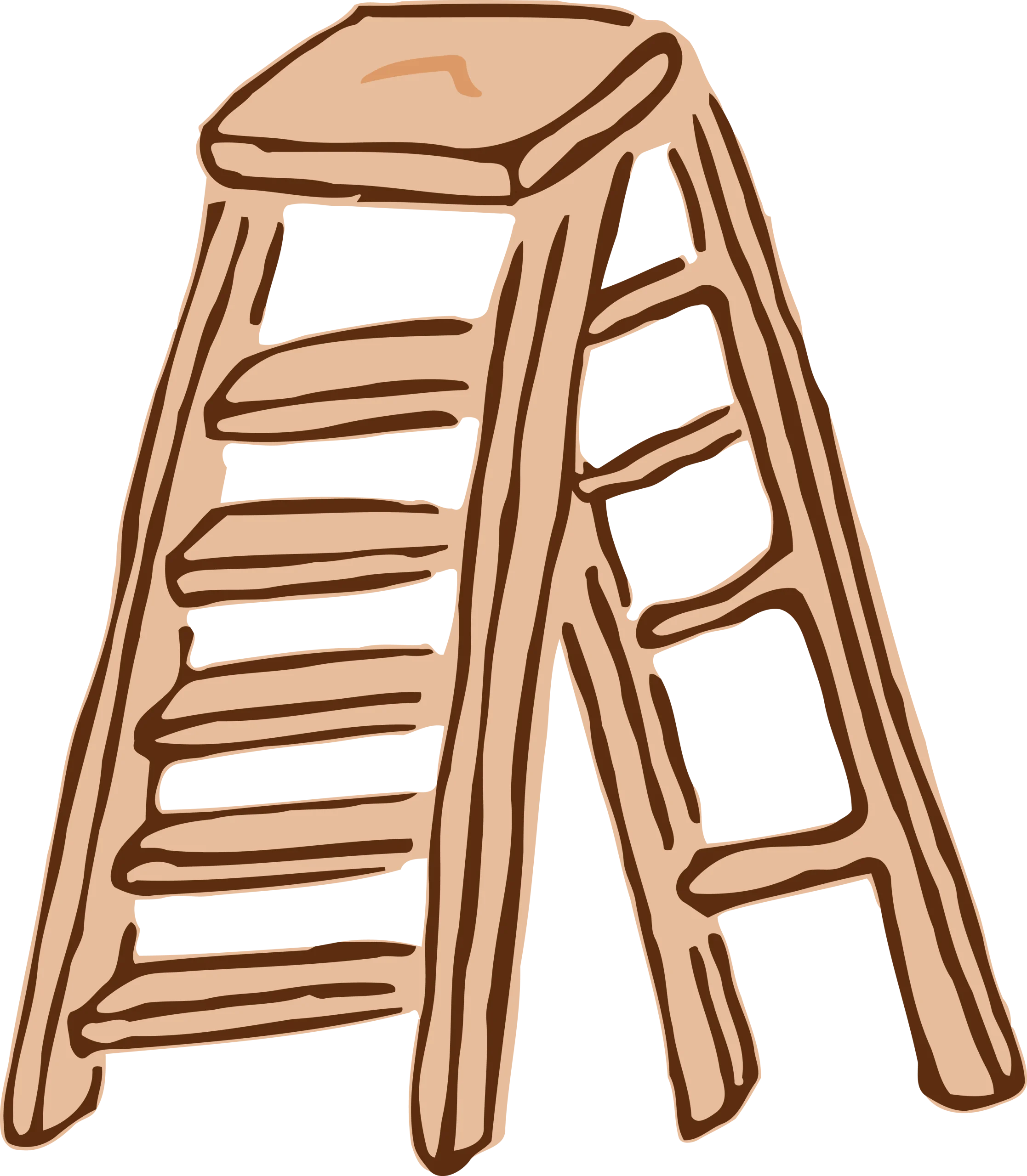 Wooden Stepladder Illustration: Simple Handcrafted Ladder Clipart Design