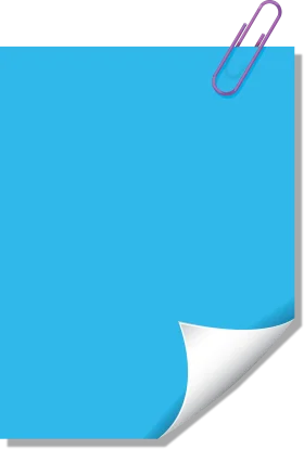 Blue Blank Paper Note with Purple Paperclip - Digital Clipart Design