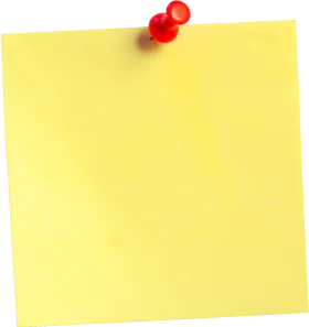 Bright Yellow Sticky Note Clipart with Scarlet Red Pushpin Attachment