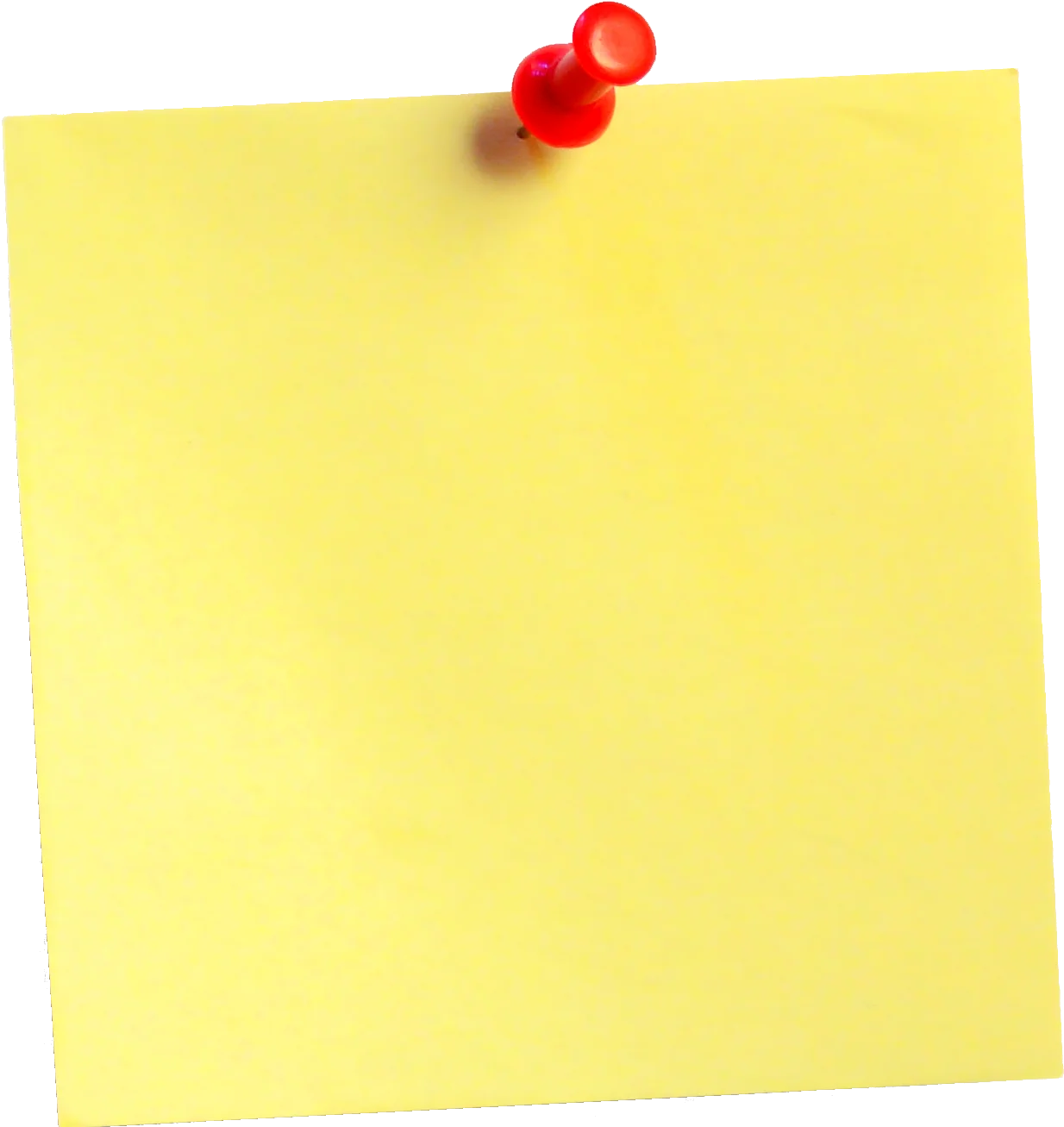 Bright Yellow Sticky Note Clipart with Scarlet Red Pushpin Attachment