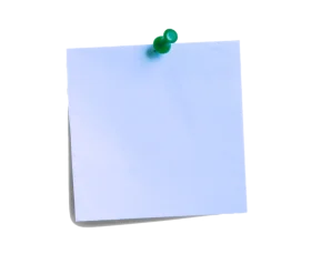 Minimalist Blue Sticky Note Clipart with Emerald Green Pushpin