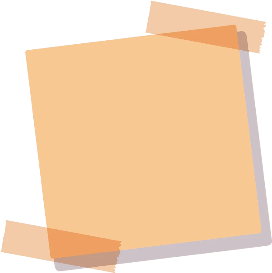 Minimalist Pastel Yellow Sticky Note Clipart with Transparent Tape Overlay