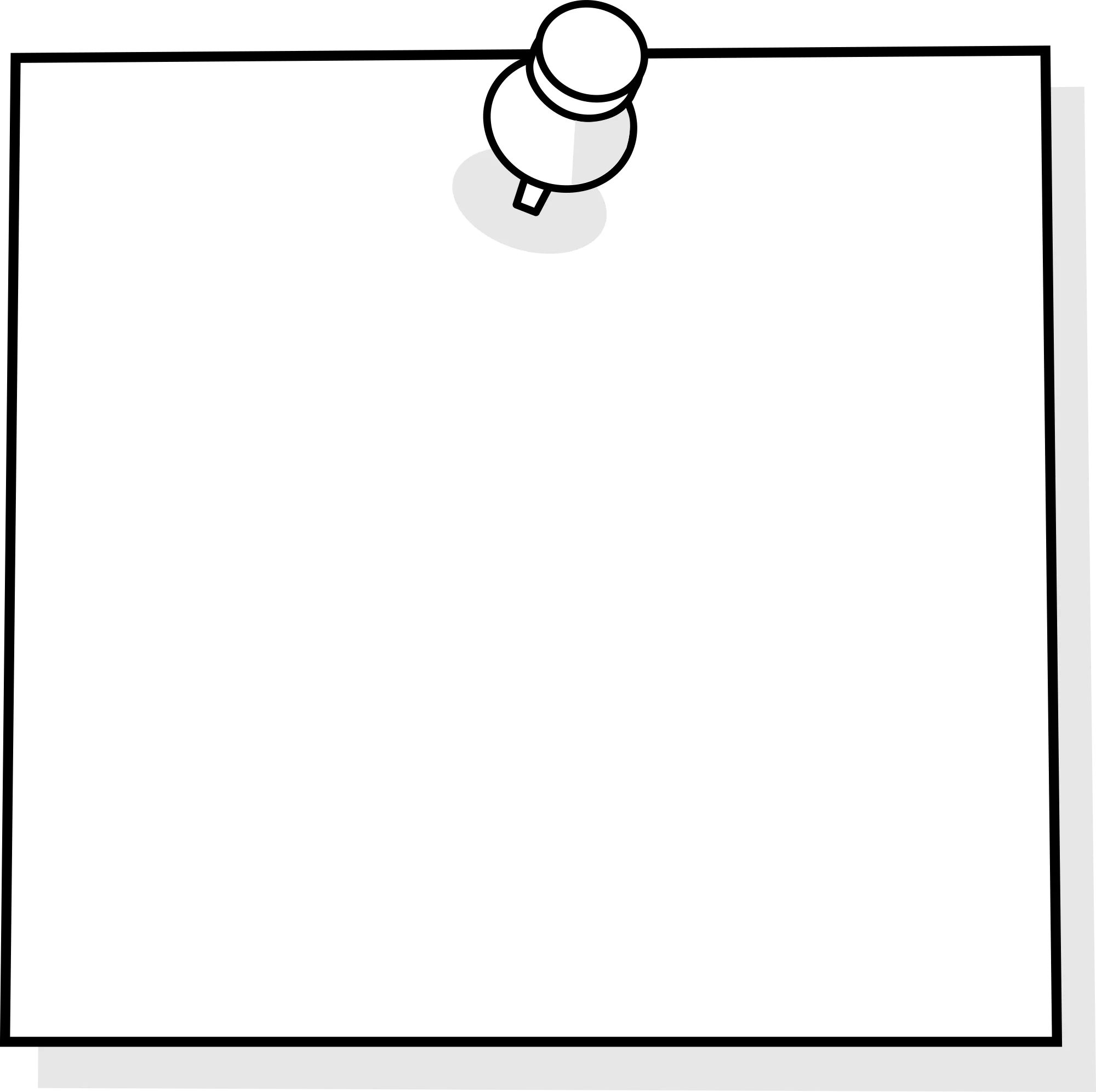 Minimalist White Sticky Note Clipart with Pushpin Attachment Point