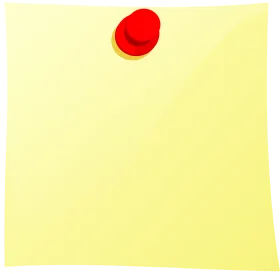 Minimalist Yellow Sticky Note Clipart with Bold Red Pin Accent