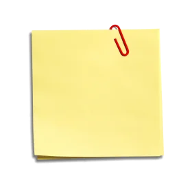 Minimalist Yellow Sticky Note with Crimson Paper Clip Clipart Design
