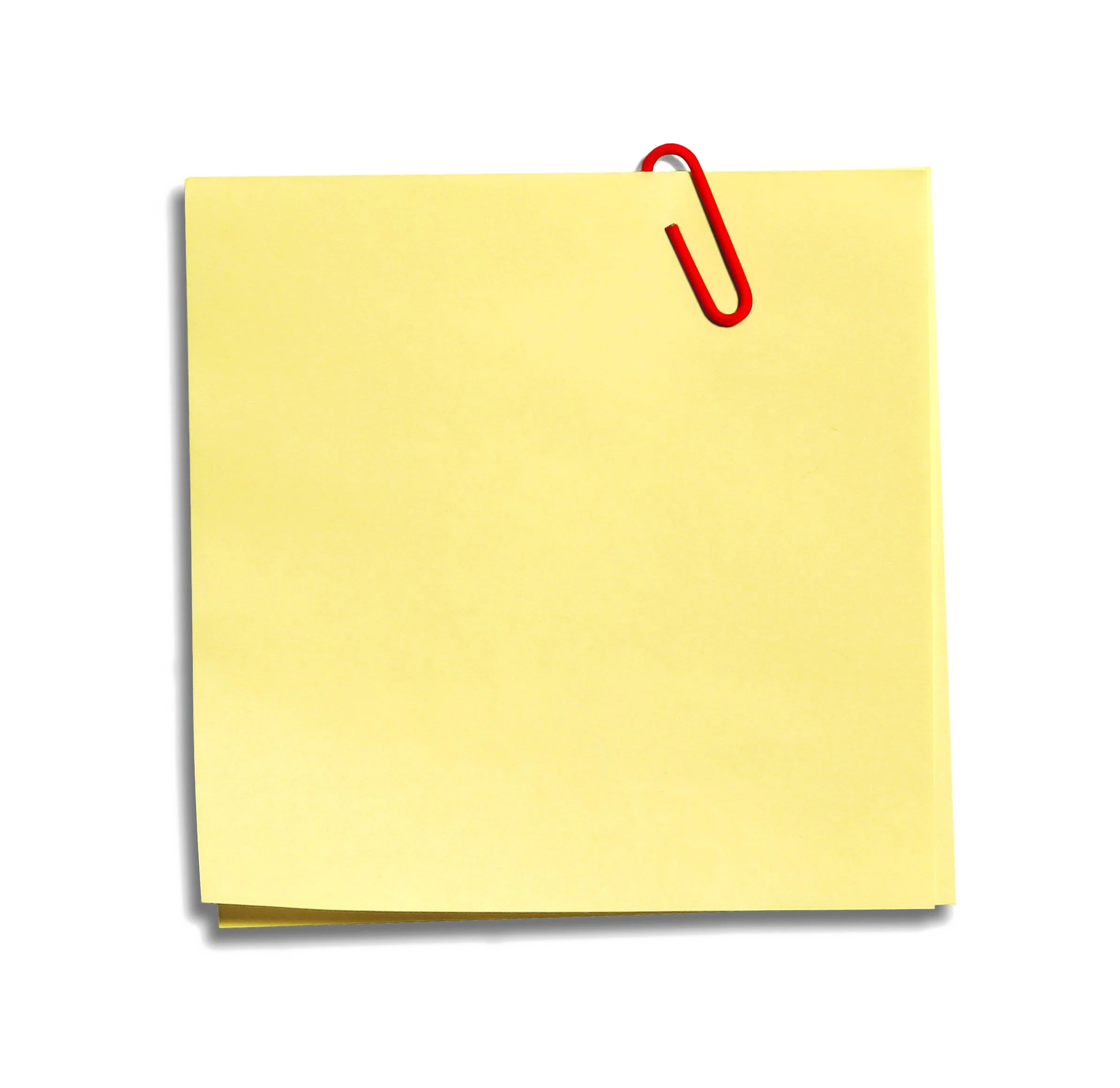 Minimalist Yellow Sticky Note with Crimson Paper Clip Clipart Design