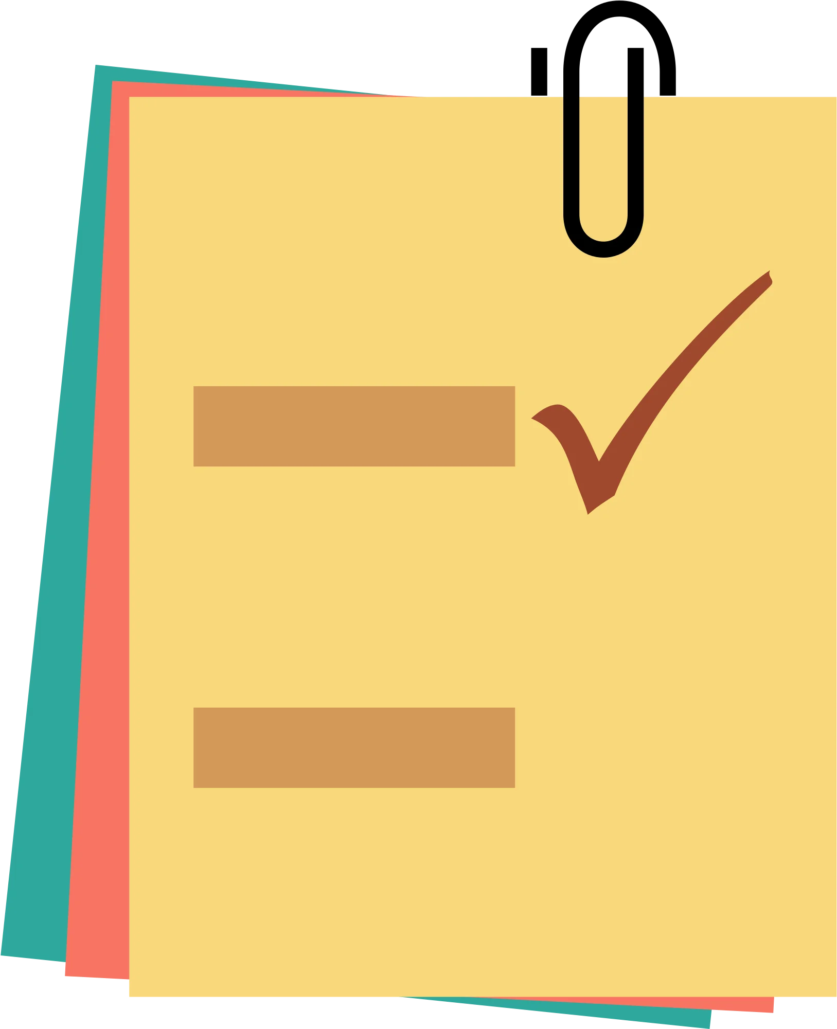 Modern Minimalist Checklist Sticky Note Clipart with Paper Layers