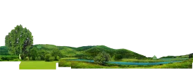 Serene Green Rolling Hills Landscape Clipart with Lush Vegetation and Distant Mountains