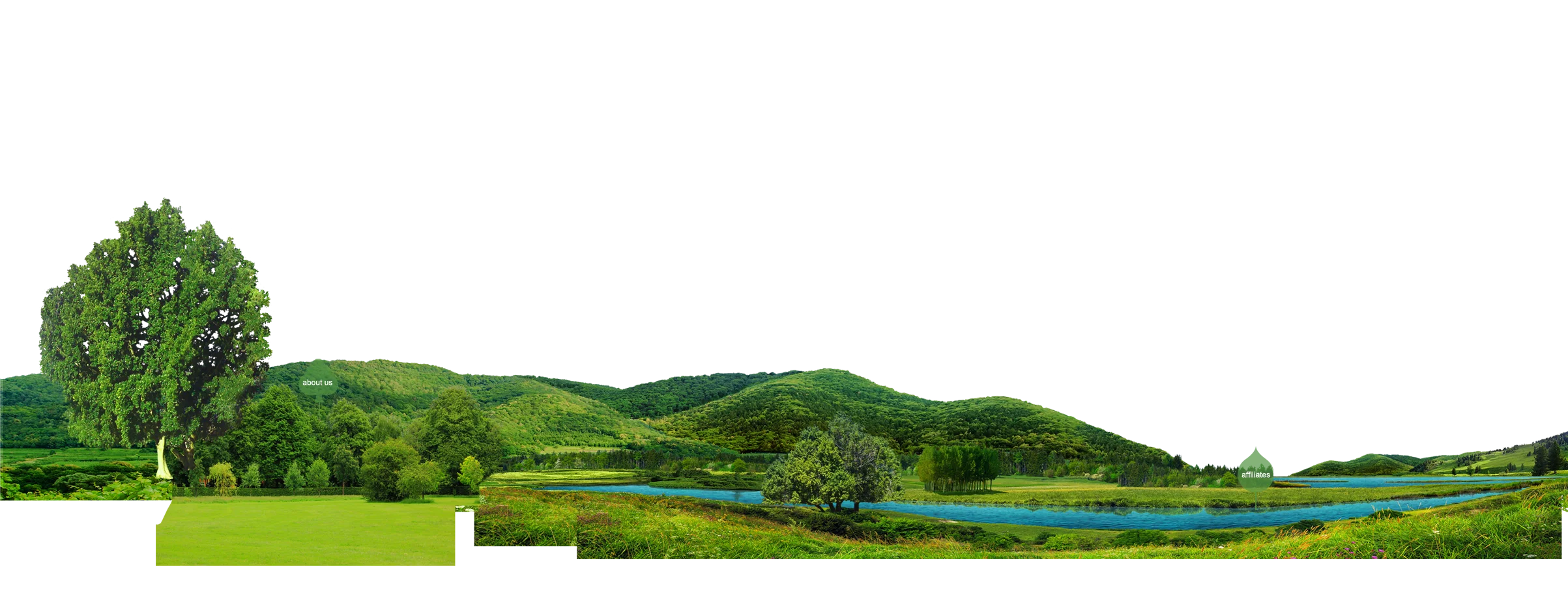 Serene Green Rolling Hills Landscape Clipart with Lush Vegetation and Distant Mountains