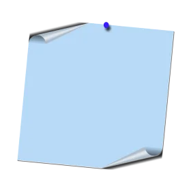 Soft Blue Sticky Note Clipart with Curved Edges and Pushpin
