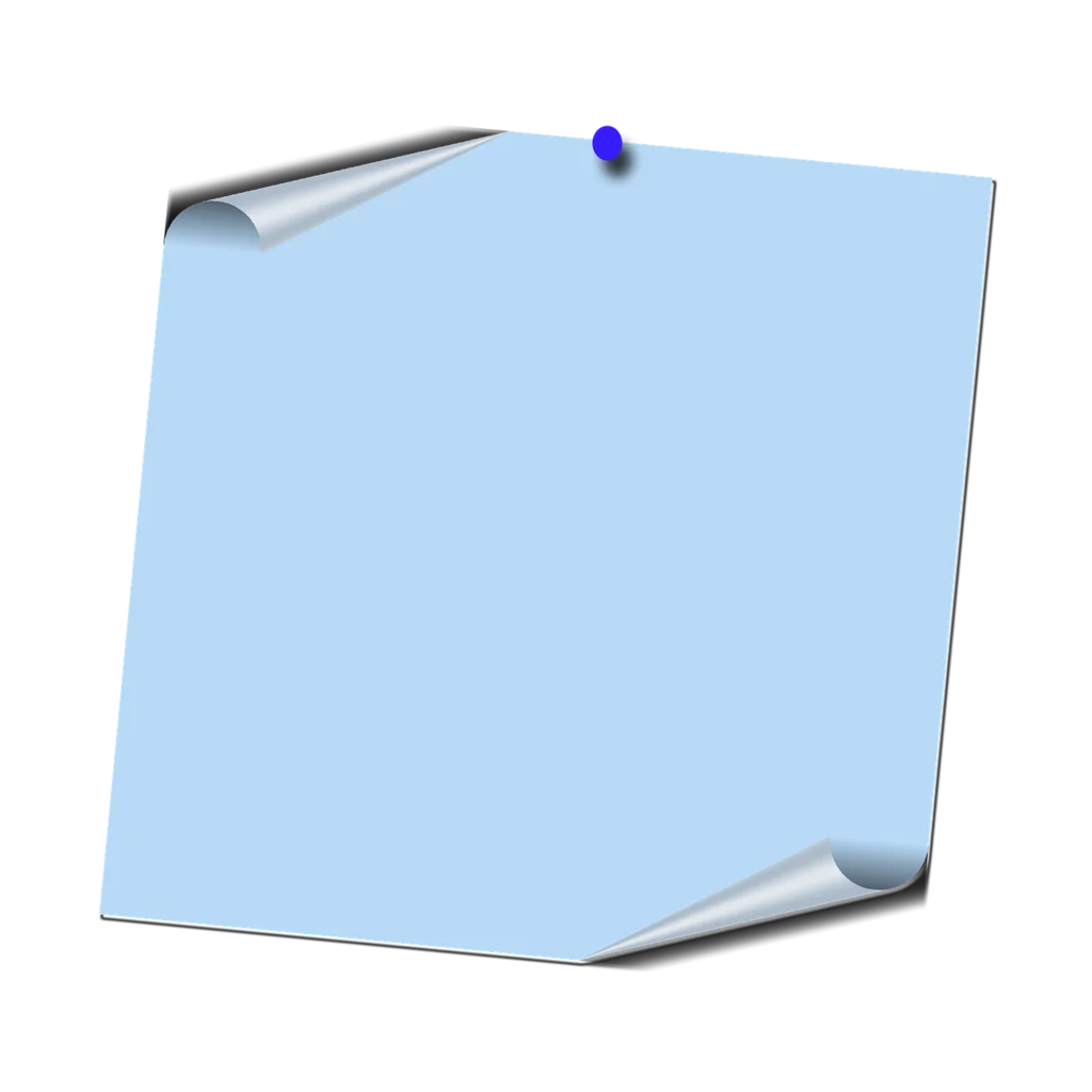 Soft Blue Sticky Note Clipart with Curved Edges and Pushpin