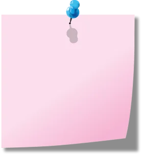 Soft Pink Sticky Note Clipart with Cerulean Blue Pushpin Accent