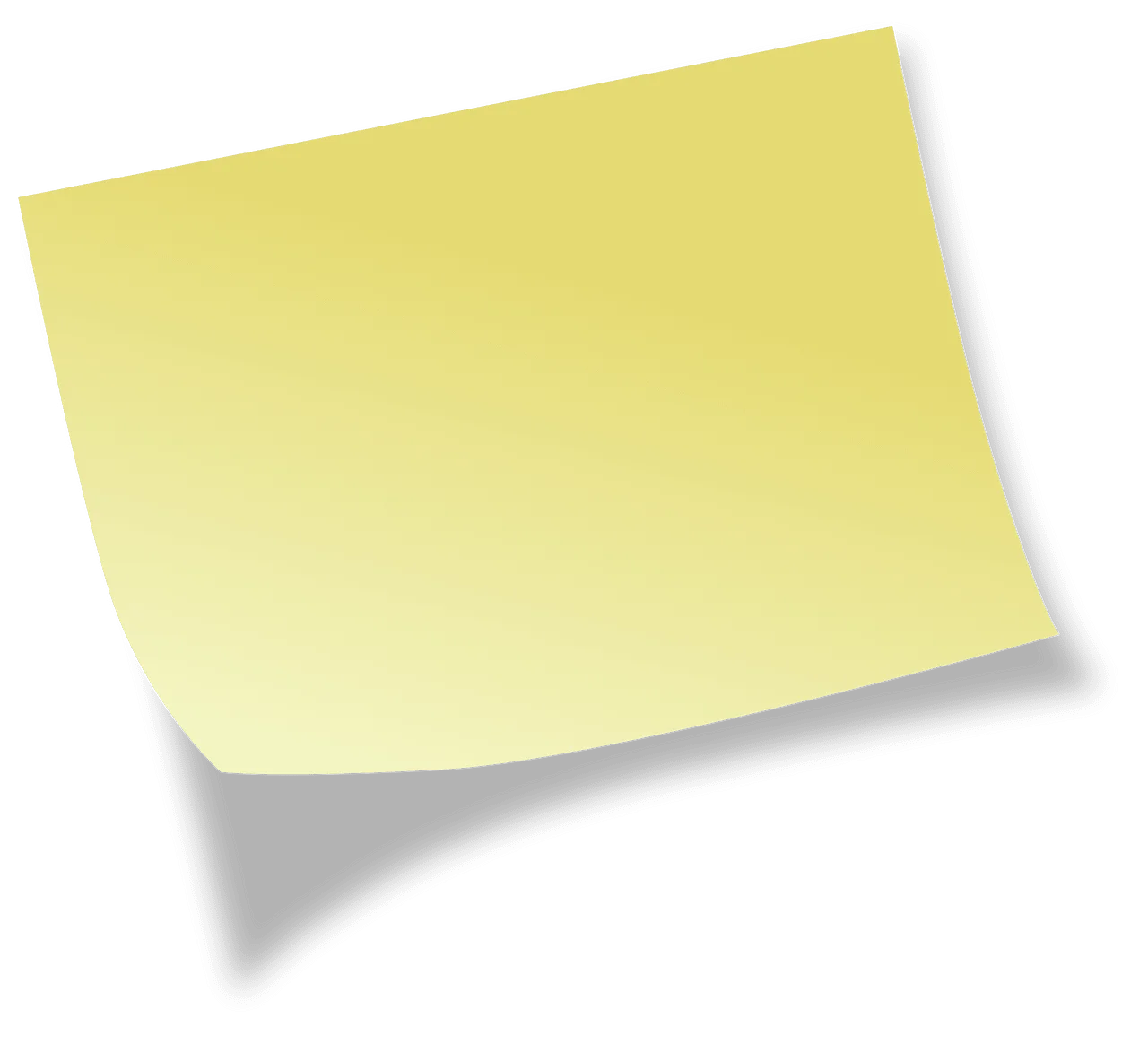 Soft Yellow Sticky Note Clipart with Elegant Shadow Effect Design