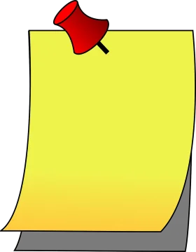 Yellow Sticky Note Clipart with Red Pushpin Illustration for Office and School