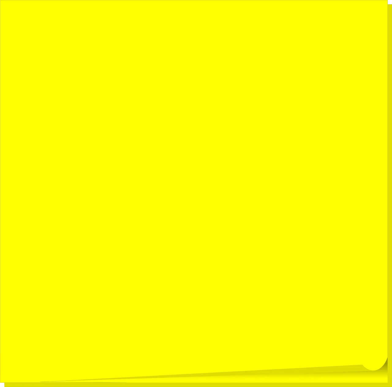 Luminous Yellow Square Post-It Note Clipart with Blank Smooth Surface