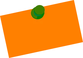 Minimalist Green Button Atop Bright Orange Rectangular Sticky Note Clipart Design