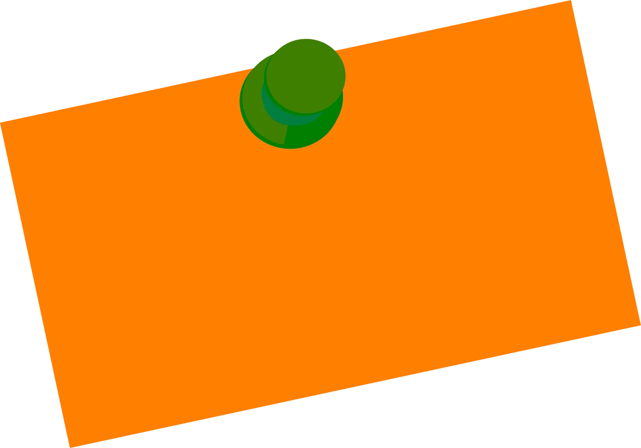 Minimalist Green Button Atop Bright Orange Rectangular Sticky Note Clipart Design
