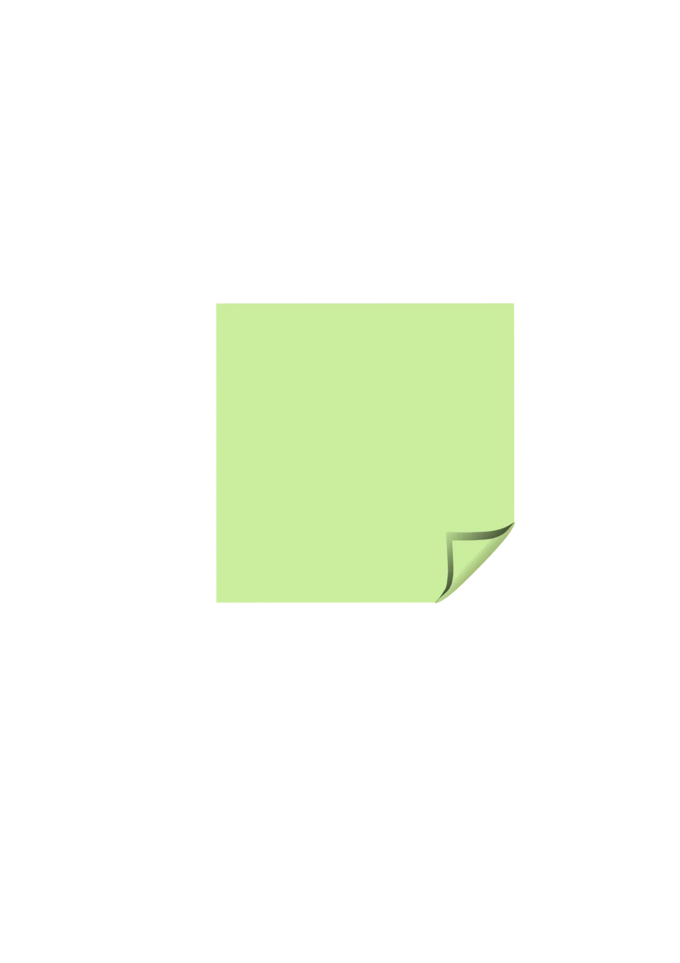 Minimalist Light Green Sticky Note Clipart with Subtle Page Curl