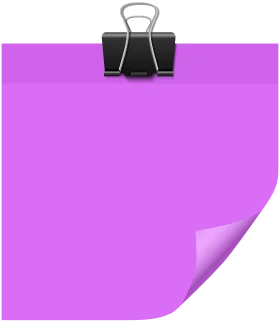 Minimalist Pink Sticky Note Clipart with Black Binder Clip Attachment