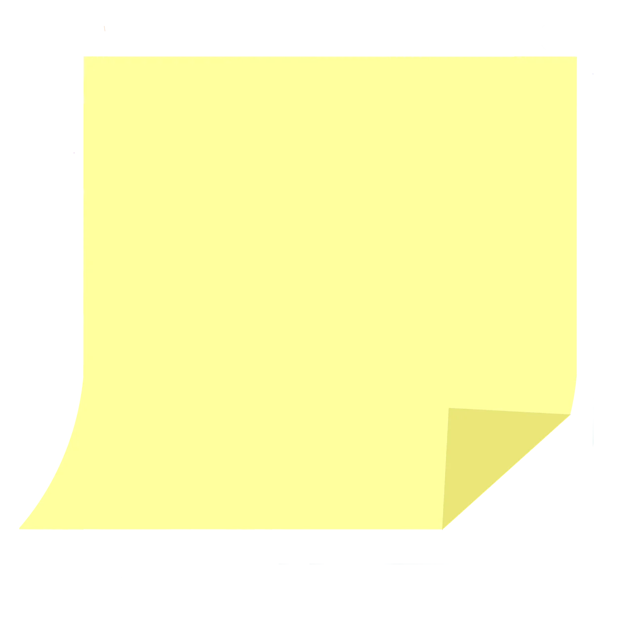 Minimalist Yellow Sticky Note Clipart with Curled Page Corner Illustration