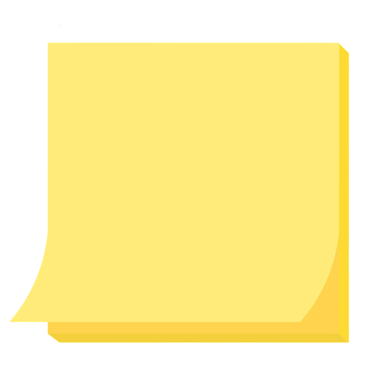 Minimalist Yellow Sticky Note Clipart with Soft Curved Edge Design