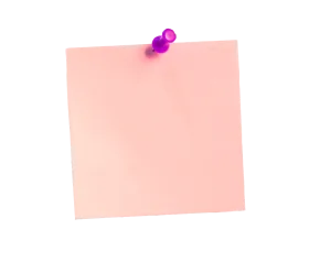 Soft Pink Sticky Note Clipart with Magenta Pushpin - Minimalist Office Supply Design